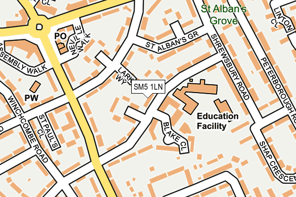 SM5 1LN map - OS OpenMap – Local (Ordnance Survey)