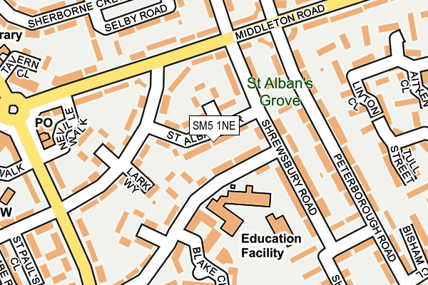 SM5 1NE map - OS OpenMap – Local (Ordnance Survey)