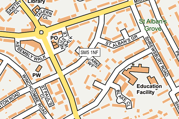 SM5 1NF map - OS OpenMap – Local (Ordnance Survey)