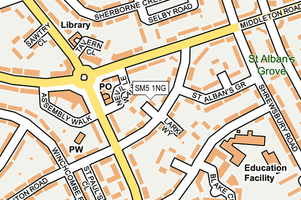 SM5 1NG map - OS OpenMap – Local (Ordnance Survey)