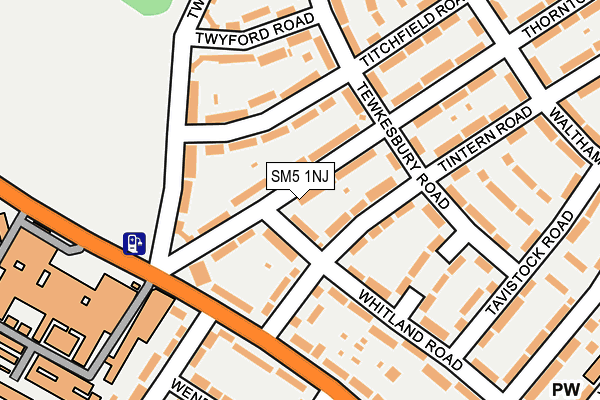 SM5 1NJ map - OS OpenMap – Local (Ordnance Survey)