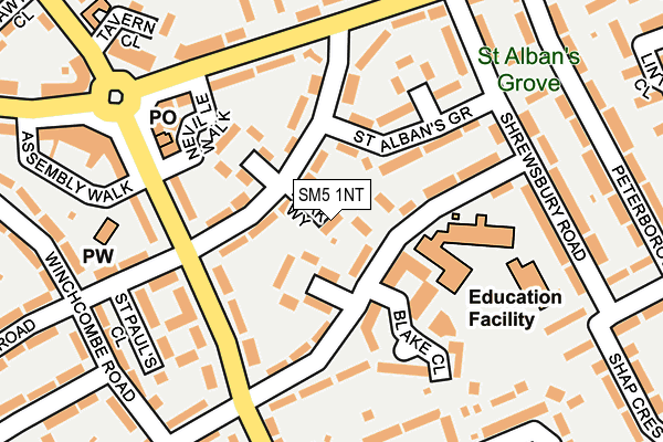 SM5 1NT map - OS OpenMap – Local (Ordnance Survey)