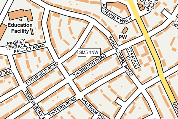 SM5 1NW map - OS OpenMap – Local (Ordnance Survey)