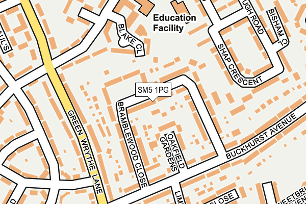 SM5 1PG map - OS OpenMap – Local (Ordnance Survey)