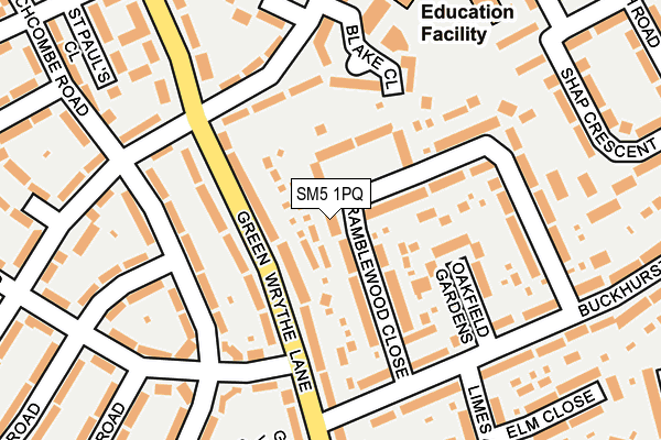 SM5 1PQ map - OS OpenMap – Local (Ordnance Survey)