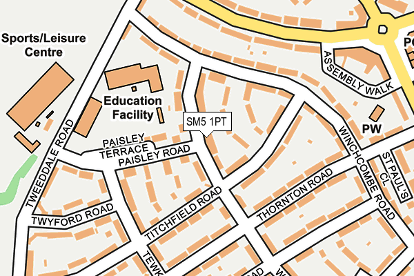 SM5 1PT map - OS OpenMap – Local (Ordnance Survey)