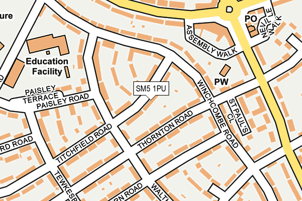 SM5 1PU map - OS OpenMap – Local (Ordnance Survey)