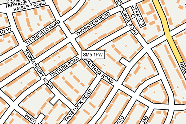 SM5 1PW map - OS OpenMap – Local (Ordnance Survey)