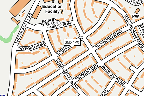 SM5 1PX map - OS OpenMap – Local (Ordnance Survey)