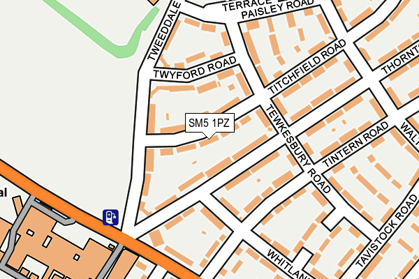 SM5 1PZ map - OS OpenMap – Local (Ordnance Survey)