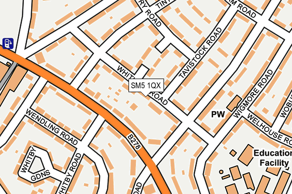 SM5 1QX map - OS OpenMap – Local (Ordnance Survey)