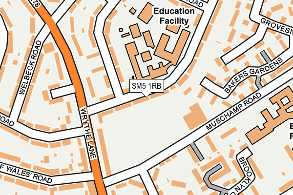 SM5 1RB map - OS OpenMap – Local (Ordnance Survey)