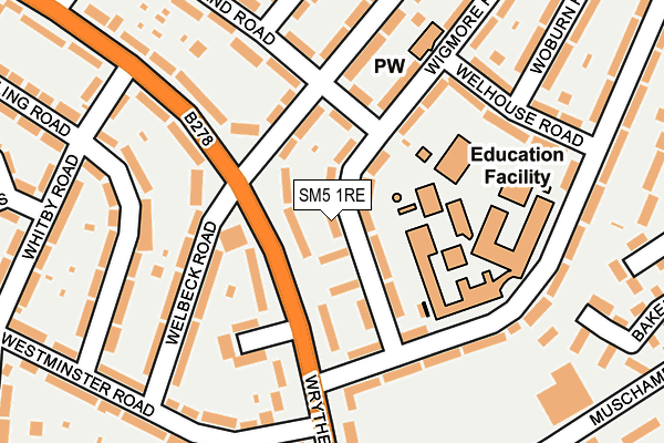 SM5 1RE map - OS OpenMap – Local (Ordnance Survey)