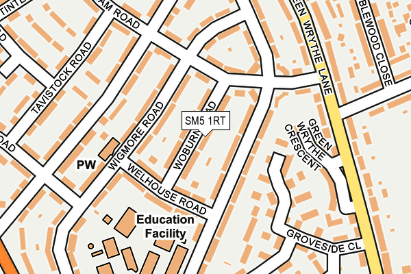 SM5 1RT map - OS OpenMap – Local (Ordnance Survey)