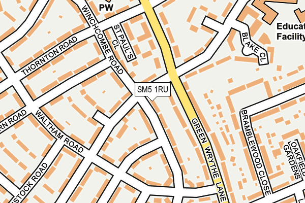 SM5 1RU map - OS OpenMap – Local (Ordnance Survey)