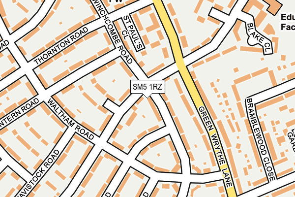 SM5 1RZ map - OS OpenMap – Local (Ordnance Survey)