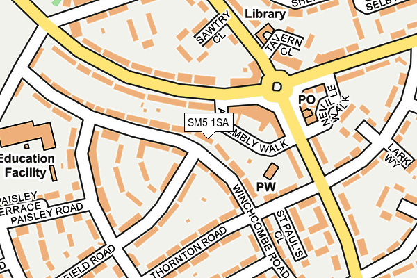 SM5 1SA map - OS OpenMap – Local (Ordnance Survey)
