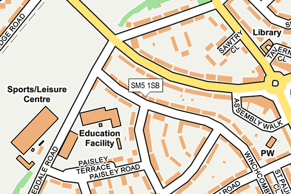 SM5 1SB map - OS OpenMap – Local (Ordnance Survey)