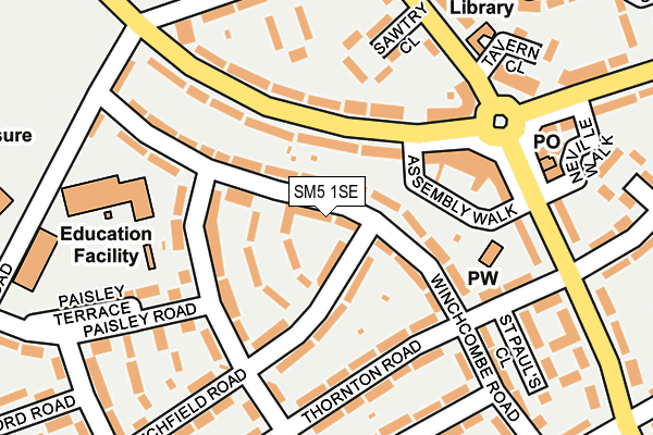 SM5 1SE map - OS OpenMap – Local (Ordnance Survey)