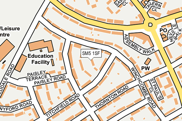 SM5 1SF map - OS OpenMap – Local (Ordnance Survey)