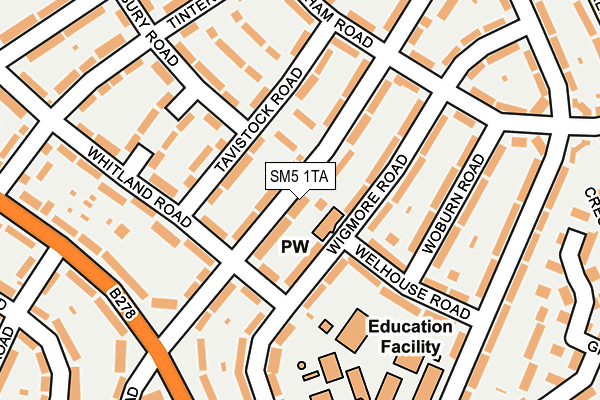 SM5 1TA map - OS OpenMap – Local (Ordnance Survey)
