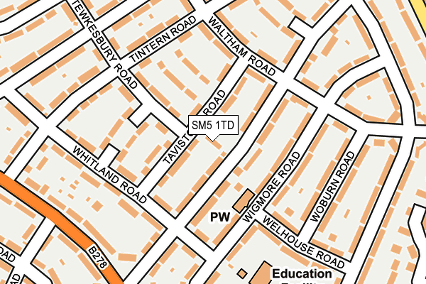 SM5 1TD map - OS OpenMap – Local (Ordnance Survey)