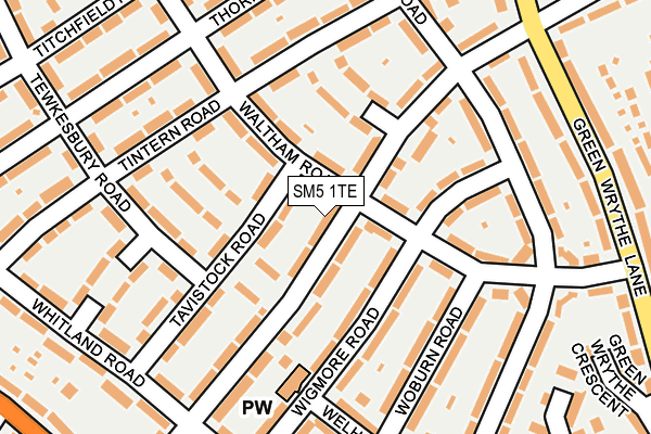 SM5 1TE map - OS OpenMap – Local (Ordnance Survey)