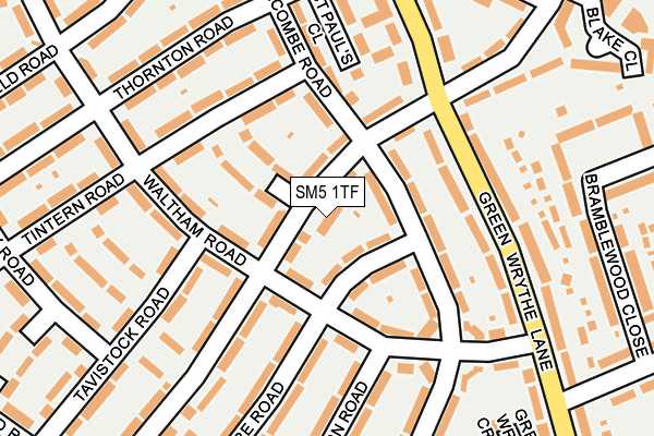 SM5 1TF map - OS OpenMap – Local (Ordnance Survey)