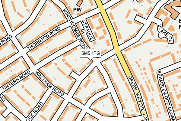 SM5 1TG map - OS OpenMap – Local (Ordnance Survey)