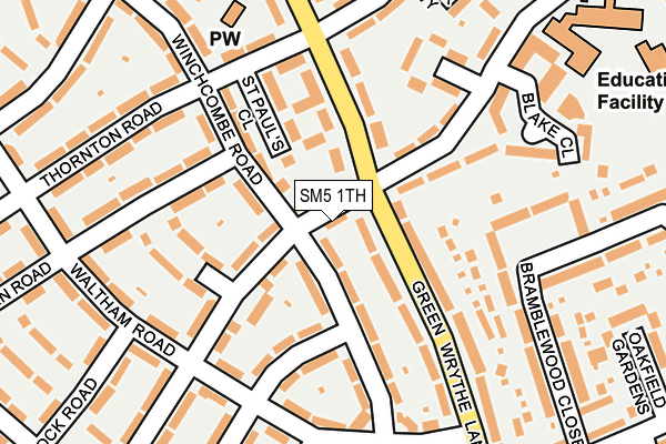 SM5 1TH map - OS OpenMap – Local (Ordnance Survey)
