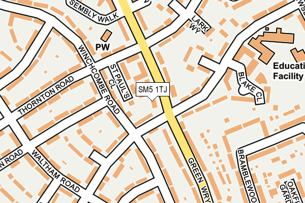 SM5 1TJ map - OS OpenMap – Local (Ordnance Survey)