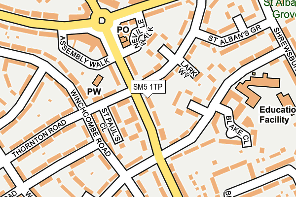 SM5 1TP map - OS OpenMap – Local (Ordnance Survey)