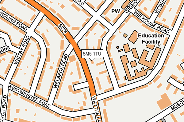 SM5 1TU map - OS OpenMap – Local (Ordnance Survey)