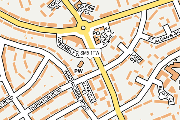 SM5 1TW map - OS OpenMap – Local (Ordnance Survey)