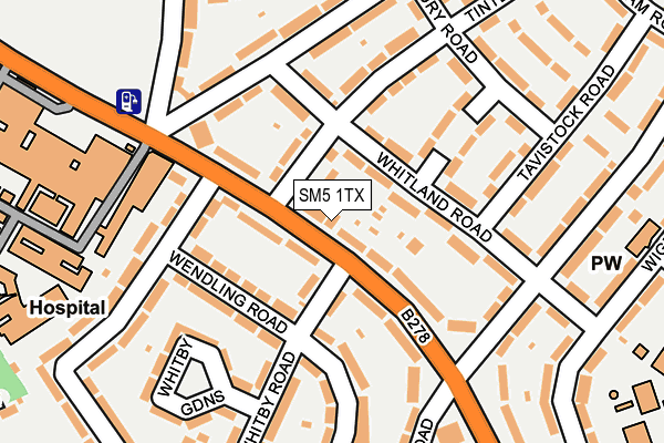 SM5 1TX map - OS OpenMap – Local (Ordnance Survey)