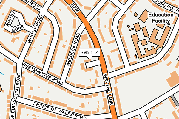 SM5 1TZ map - OS OpenMap – Local (Ordnance Survey)