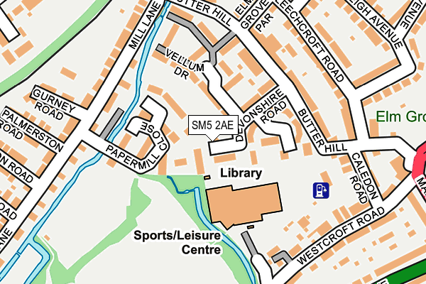 SM5 2AE map - OS OpenMap – Local (Ordnance Survey)