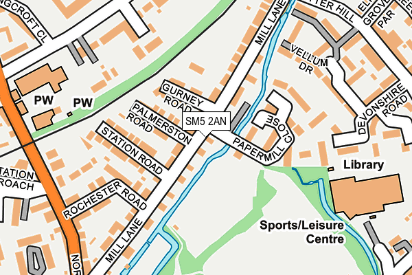 SM5 2AN map - OS OpenMap – Local (Ordnance Survey)