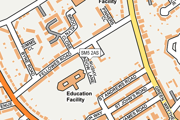 SM5 2AS map - OS OpenMap – Local (Ordnance Survey)