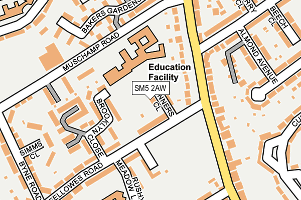 SM5 2AW map - OS OpenMap – Local (Ordnance Survey)