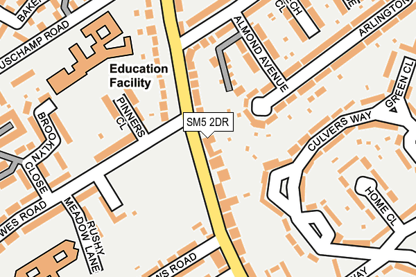 SM5 2DR map - OS OpenMap – Local (Ordnance Survey)