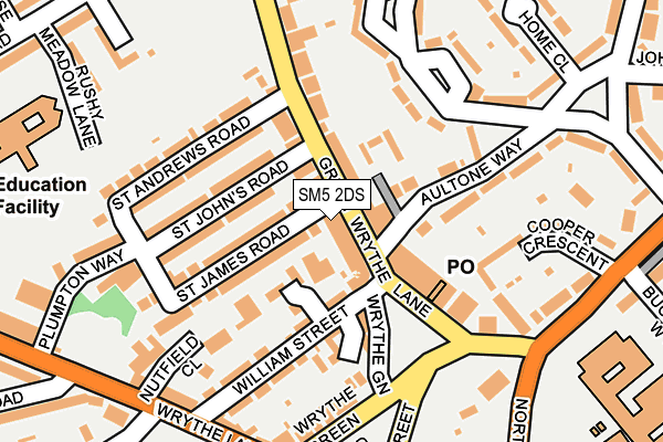 SM5 2DS map - OS OpenMap – Local (Ordnance Survey)