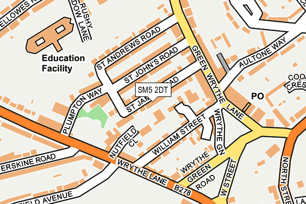 SM5 2DT map - OS OpenMap – Local (Ordnance Survey)