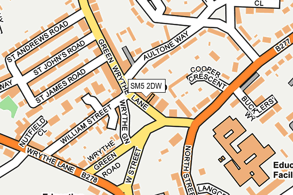 SM5 2DW map - OS OpenMap – Local (Ordnance Survey)