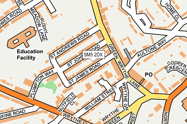 SM5 2DX map - OS OpenMap – Local (Ordnance Survey)