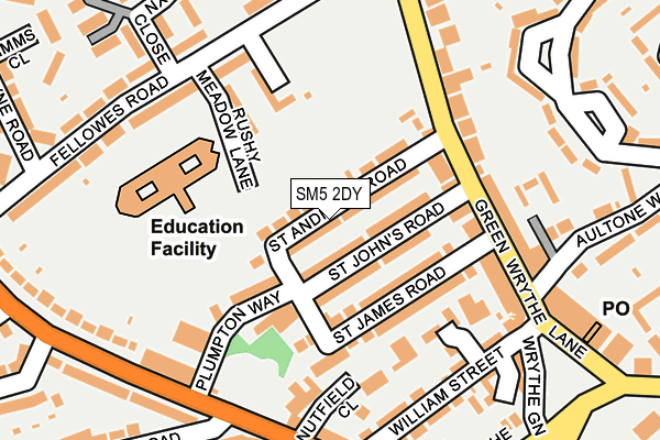 SM5 2DY map - OS OpenMap – Local (Ordnance Survey)