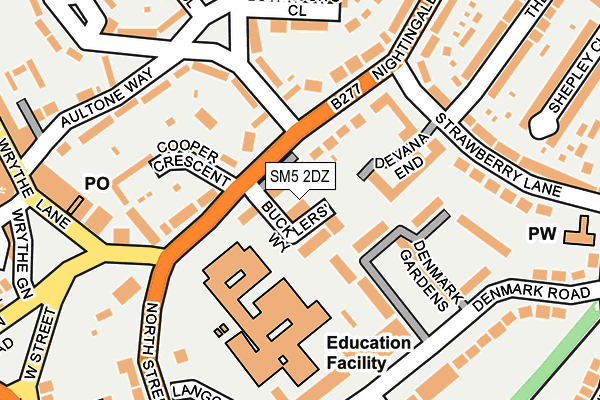 SM5 2DZ map - OS OpenMap – Local (Ordnance Survey)