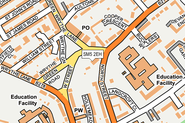 SM5 2EH map - OS OpenMap – Local (Ordnance Survey)