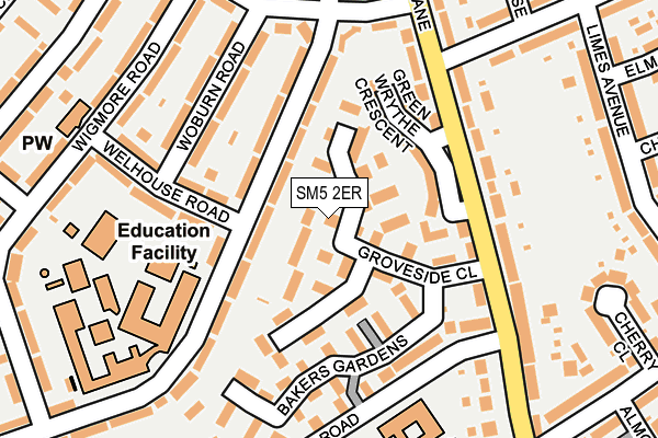 SM5 2ER map - OS OpenMap – Local (Ordnance Survey)