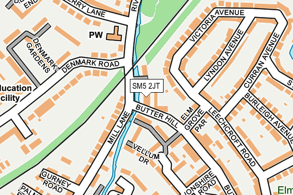 SM5 2JT map - OS OpenMap – Local (Ordnance Survey)